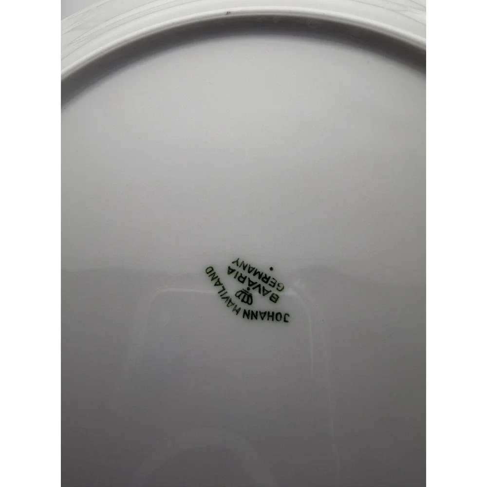 Johann Haviland Bavaria‎ Plates Blue Floral Silver Rim Set of 4